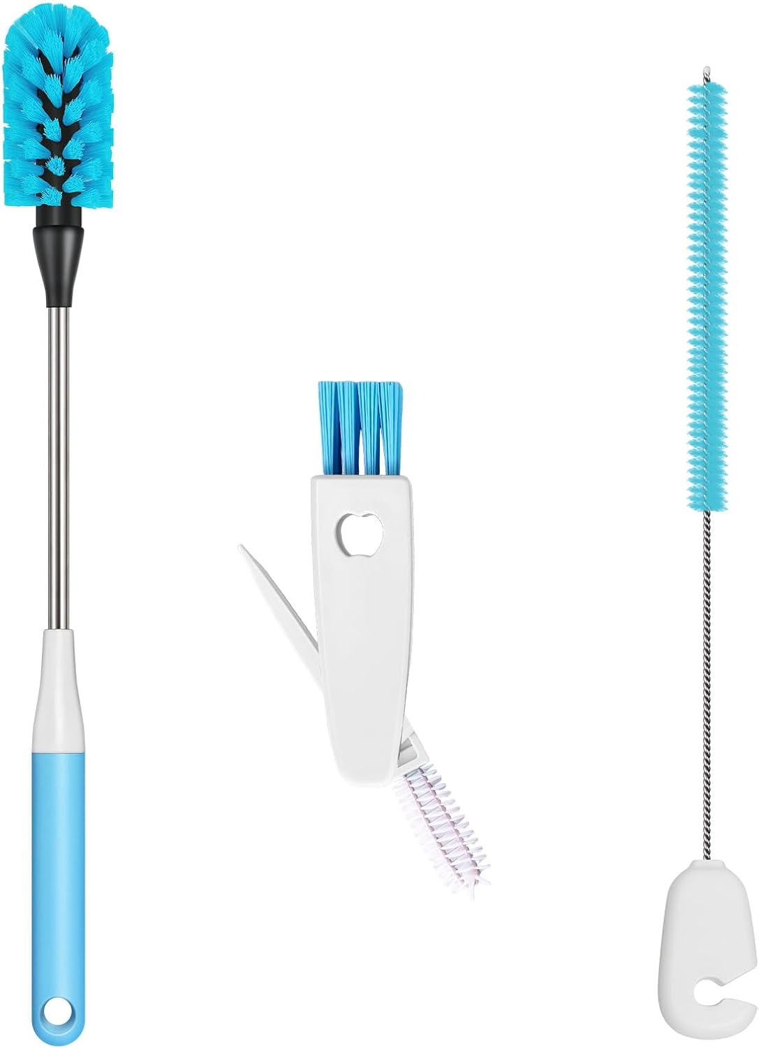 Water Bottle Brush, 15 Inches Bottles Brush, Long Handle Water Bottle Cleaner Brush, Kitchen Cup Brush Built for Cleaning Cup, Wine Glasses, Coffee Mugs, Tumblers, Wine Decanters, Blue