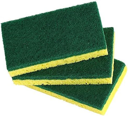 Non-Scratch Cellulose Sponge Kitchen Scrub Sponge with Scouring Pad Set, Good for Non-Stick Cookware Frying Pan, Pot, Counter Top, Sink Scrubbing, Kitchen Scrubbers, Pack of 2, (Red/Pink)