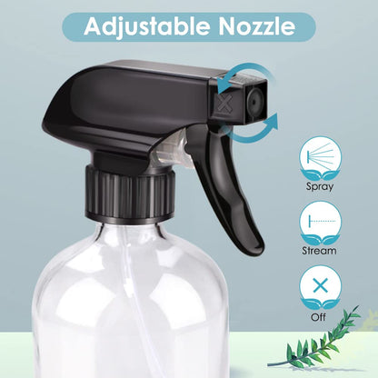 Bontip Glass Spray Bottle, Amber Glass Spray Bottle Set & Accessories Refillable for Plants Window Cleaners Aromatherapy Facial Hydration Watering Flowers Hair Care (2 Pack/16 oz) (Amber)