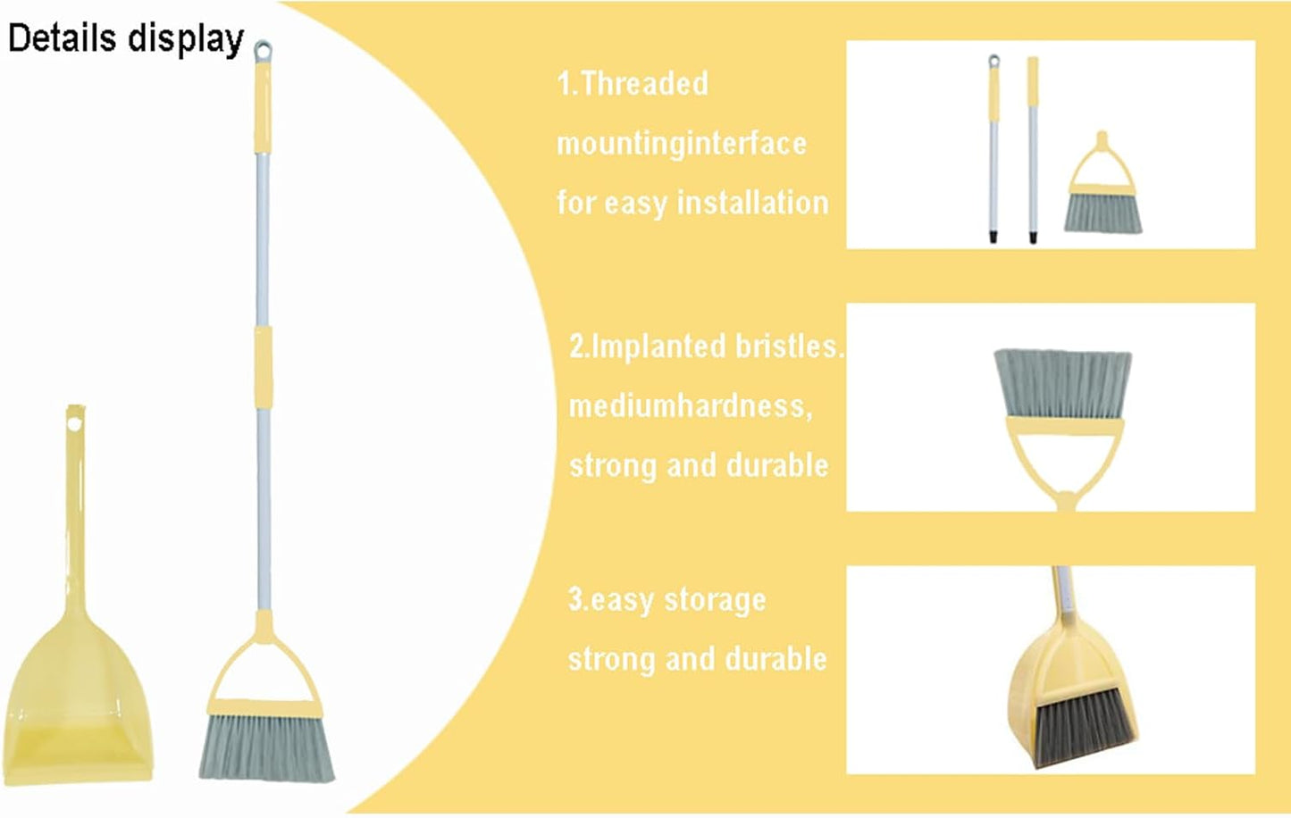 Mini Broom with Dustpan for Kids,Little Housekeeping Helper Set (Light Blue)