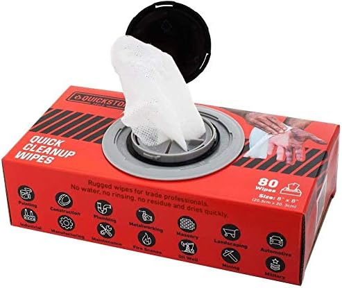 Tools Wipes - Quick Cleanup Wipes, Heavy Duty Multi-Surface Cleaning Wipes, Industrial Strength Hand & Tool Wet Wipes for Grease, Oil, Tar, & Paint, Safe on Skin, 8'' x 8'' (80 Pack)