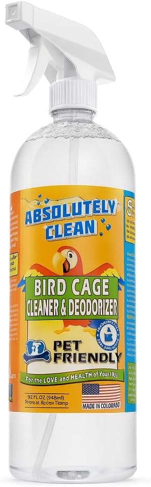 Absolutely Clean Amazing Bird Cage Cleaner and Deodorizer - Just Spray/Wipe - Safely & Easily Removes Bird Messes Quickly and Easily - Made in The US - Fragrance Free (16oz Pack of 1)