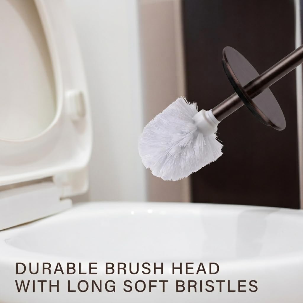 Creative Scents Rustic Luxe Toilet Brush and Holder Set - Beige Toilet Bowl Cleaner Brush with Strong Metal Handle - Long Bristles Toilet Bowl Brush and Holder - Rustic Farmhouse Decor