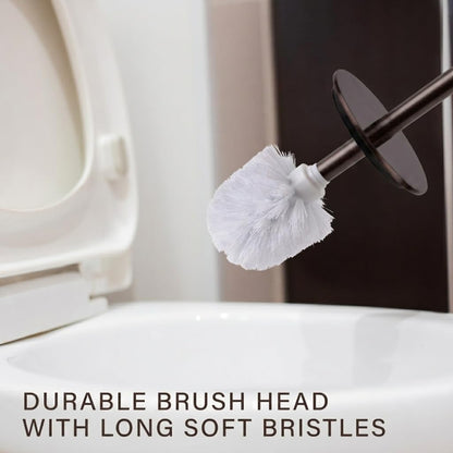 Creative Scents Rustic Luxe Toilet Brush and Holder Set - Beige Toilet Bowl Cleaner Brush with Strong Metal Handle - Long Bristles Toilet Bowl Brush and Holder - Rustic Farmhouse Decor