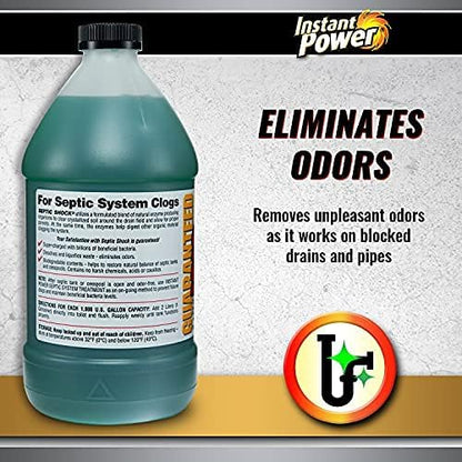Instant Power Septic Shock - Septic Tank Treatment, Drain Cleaner Liquid Clog Remover for Septic Systems - 67.6 Fl Oz 1 Pack