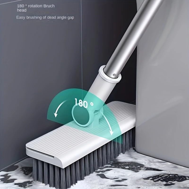3 in 1 Broom and Dustpan Set with Adjustable Push Broom with 48.8“ Long Handle for Floor Sweeping Outdoor Indoor Sweeping Combo for Home & Kitchen (Purple)