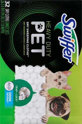 Sweep + Mop, Dry Pads Refill, Floor Cleaner for Dirt, Dust, Hair, Cleaning Cloths for Mopping Home, Bathroom, Kitchen, All Purpose Multi-Surface Floor Wipes, Heavy Duty, Pet, 32 Count