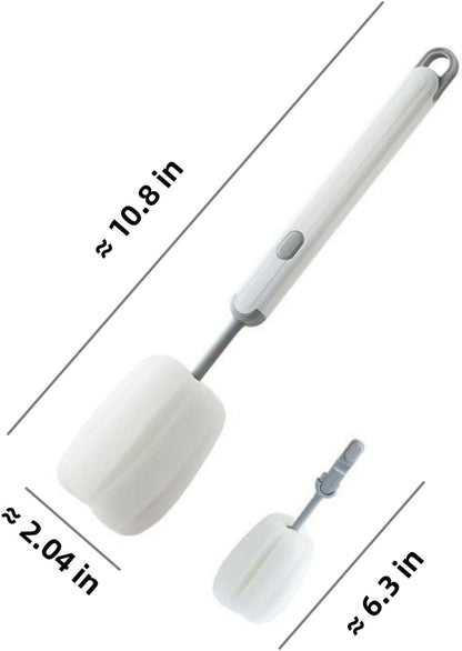 Bottle Brush Long Handle Cup Cleaner Brush Sponge Bottle Scrubber Detachable Handle Portable Sponge Cleaning Brush for Cups Wine Glasses Water Bottles Baby Bottles and Vacuum Flasks(3 PCS)
