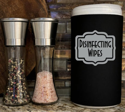 Disinfecting Wipes Cover with Silver Label Modern (Large, Black)