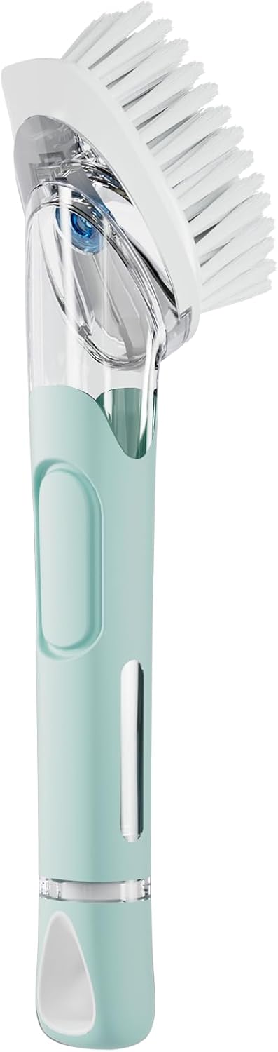 RIMAY Soap Dispensing Dish Brush, Dish Scrubber with Soap Dispenser, Dish Soap Brush, Dish Wand with Soap Dispenser Kitchen Brush for Dishes, Pans, Sink, Pots