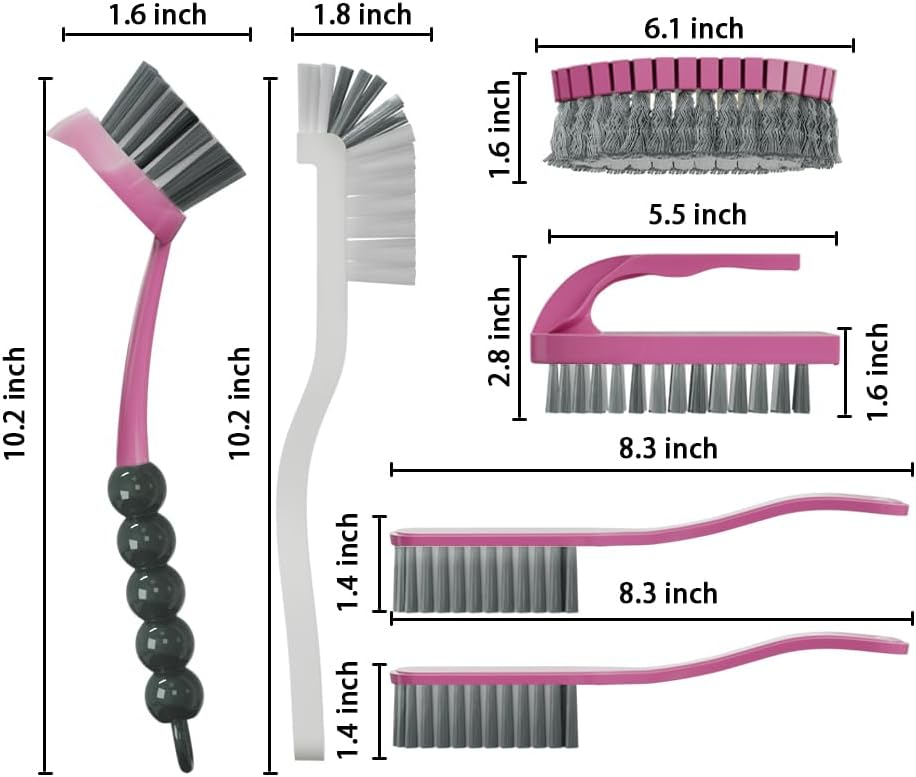 6 PCS Cleaning Brush, Scrub Brush Set for Kitchen and Bathroom Household Use with Various Brushes for Cleaning Dishes, Tiles, Corners and Floors