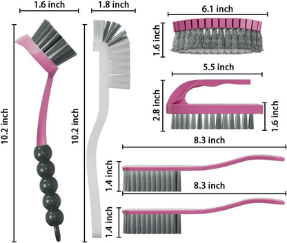 6 PCS Cleaning Brush, Scrub Brush Set for Kitchen and Bathroom Household Use with Various Brushes for Cleaning Dishes, Tiles, Corners and Floors