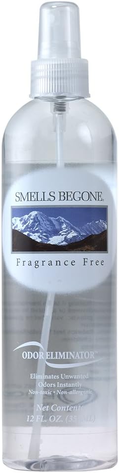 SMELLS BEGONE Air Freshener Spray - 12 oz, Pack of 2 - Odor Eliminator - Eliminates Odors from Smoke, Trash Cans, Cars, Pets & Boats - Fragrance Free