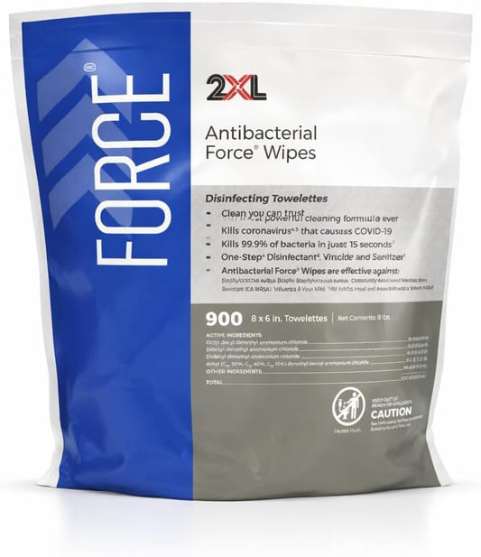 2XL Antibacterial Force Disinfecting Wipes – Bucket Refill Cleaning Wipe, 6" x 8", White – EPA Registered