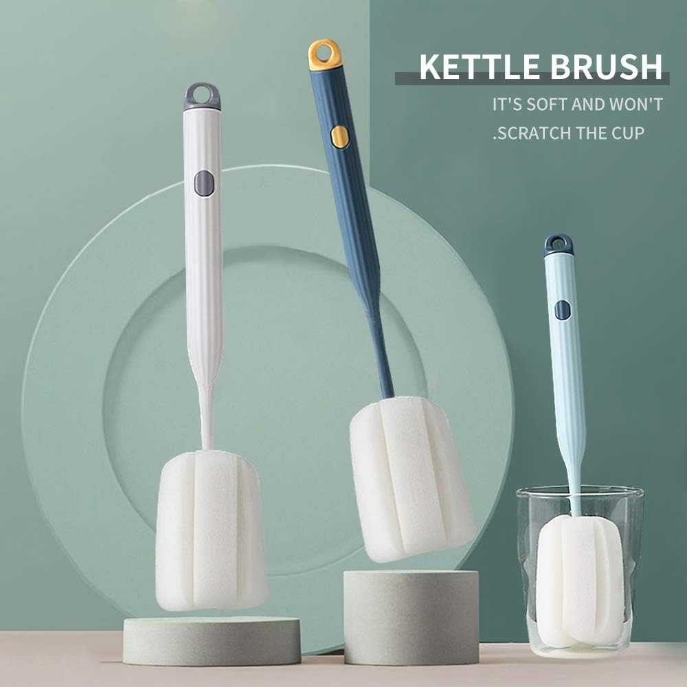 Bottle Soft Brush -2Pcs Sponge Bottle Brush Soft and Easy to Clean, Baby Bottle Sponge Brush Can Effectively Remove The Stain Residue On The Bottom of The Cup(Pink-Brush)