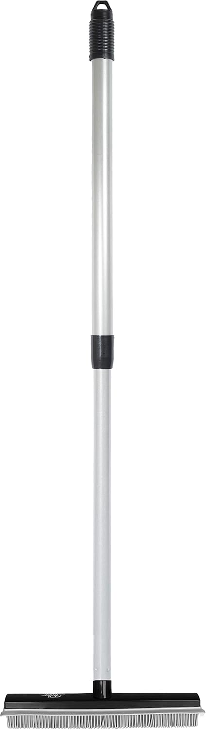 Fuller Brush Rubber Broom – for Carpets Floors Stairs Upholstery – Electrostatic Action Removes Pet Hair Lint Fuzz Dirt Particles – Built-in Squeegee Tackles Wet Messes (Broom Head)