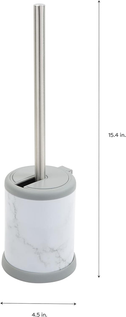 Bath Bliss Toilet Brush and Holder | Self Closing Lid | 360 Degree Brush Head | Bathroom Cleaning | Compact Size | Storage and Organization | Stainless Steel