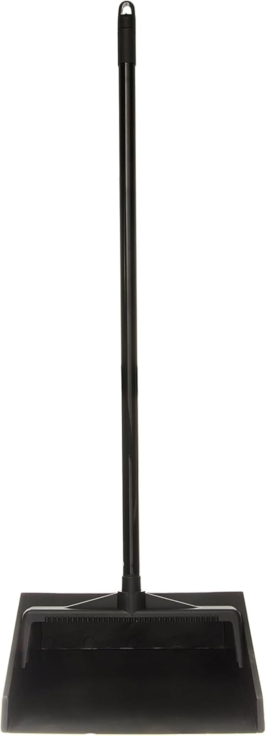 Carlisle FoodService Products Duo-Pan Upright Dust Pan and Broom Set, Essential Cleaning Tools for Home and Commercial Use, 36" Handle, 1 Count, Black
