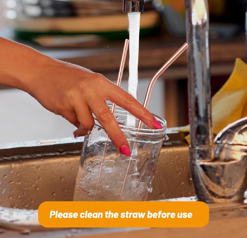 VEHHE Metal Straw Stainless Steel Straws Drinking Reusable Straws 4 Set -10.5" Ultra Long Rainbow Color-Cleaning Brush for 20/30 Oz for Yeti RTIC SIC Ozark Trail Tumblers (2 Straight|2 Bent|1 Brush)