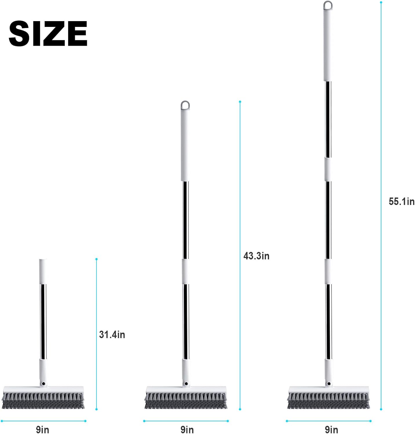 Floor Scrub Brush with Long Handle, Heavy-Duty Stiff Bristles, V-Shape Floor Scrubber Brush for Tile, Concrete & Grout Lines, Stand-Up Cleaning for Garage, Bathroom, Deck & Patio