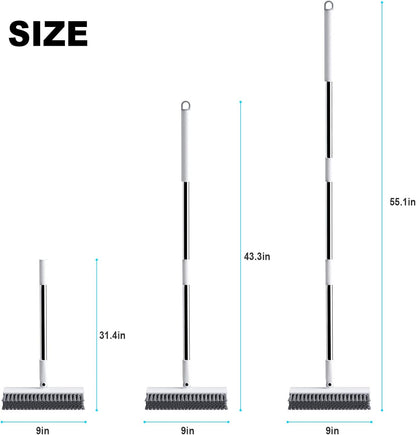 Floor Scrub Brush with Long Handle, Heavy-Duty Stiff Bristles, V-Shape Floor Scrubber Brush for Tile, Concrete & Grout Lines, Stand-Up Cleaning for Garage, Bathroom, Deck & Patio