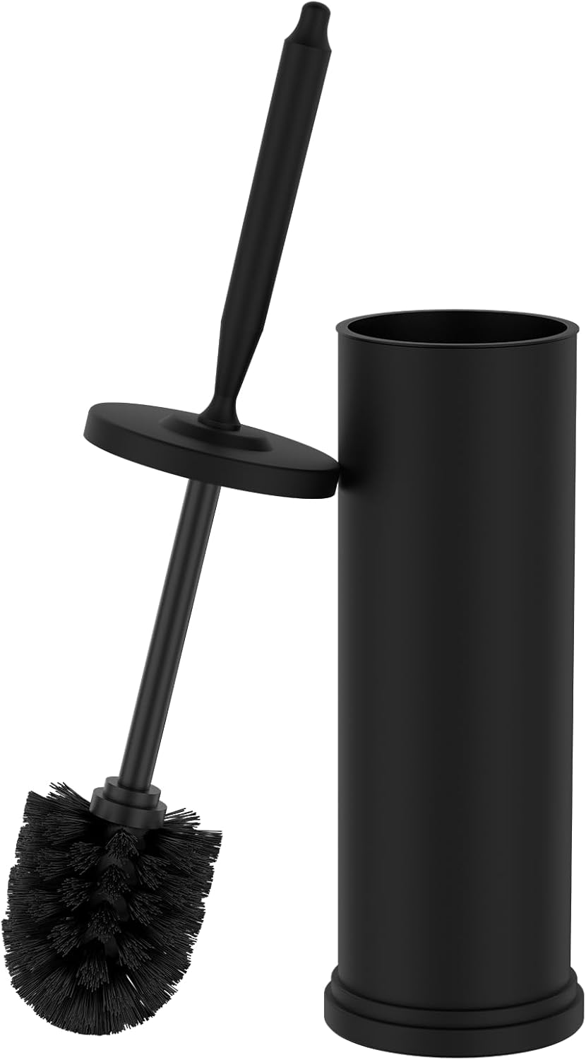 Premium 304 Stainless Steel Toilet Brush and Holder: Weighted Stable Base, Removable Inner Tube, Splash-Proof Design for 360° Thorough Cleaning & Space-Saving Storage,Nickel