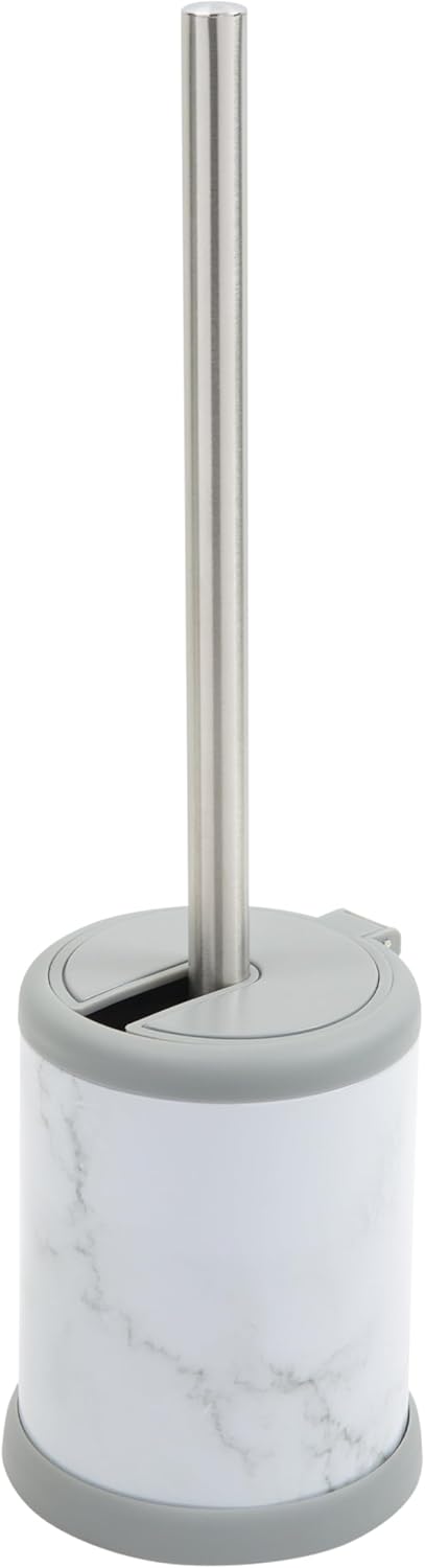Bath Bliss Toilet Brush and Holder | Self Closing Lid | 360 Degree Brush Head | Bathroom Cleaning | Compact Size | Storage and Organization | Stainless Steel