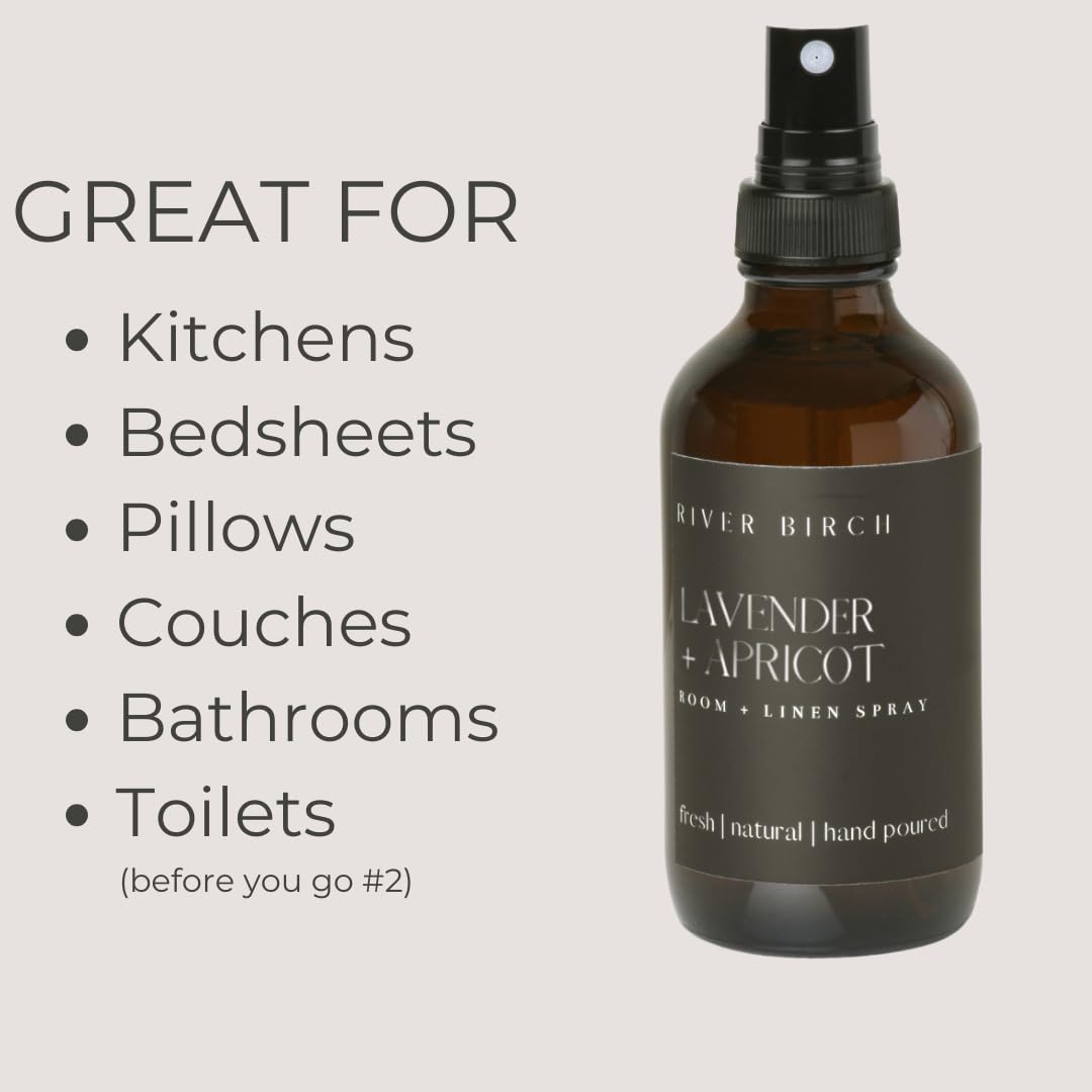 River Birch Luxury Linen and Room Spray - Home Signature Scent Balsam and Cedar Room Fragrance Spray - Fragrant Fresh Linen Air Freshener For Bedding - Handmade in Texas - 4 oz Glass Amber Bottle