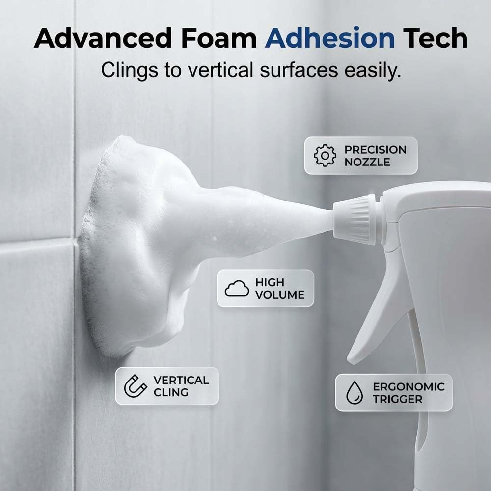 Oxalic Acid Cleaner Spray, 2026 Powerful Stubborn Stains Bathroom Cleaner Foam Spray, All-Purpose Bathrooms Descaler Foam Spray, Suitable for Tiles, Glass, Bathtub, Porcelain (1pcs)