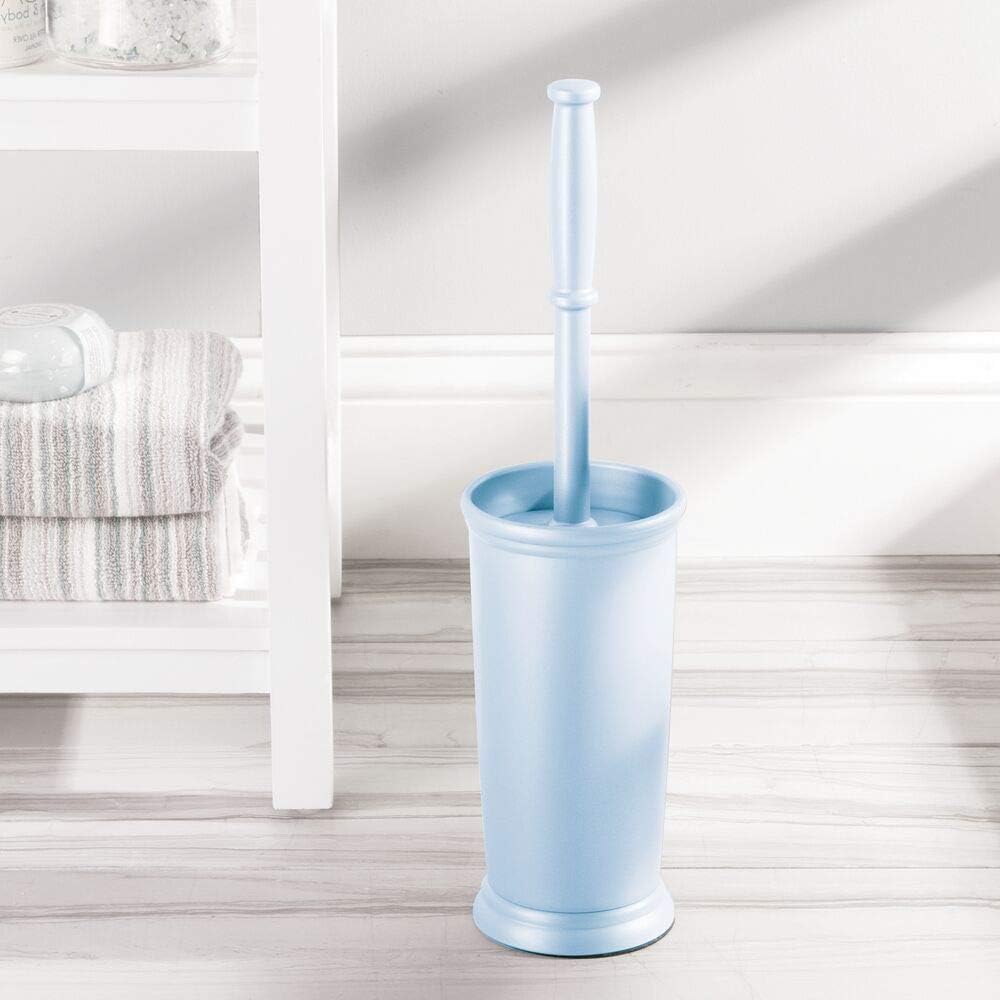 mDesign Metal Freestanding Slim Toilet Bowl Brush and Holder