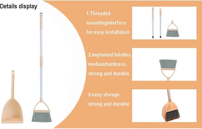Mini Broom with Dustpan for Kids,Little Housekeeping Helper Set (Light Blue)