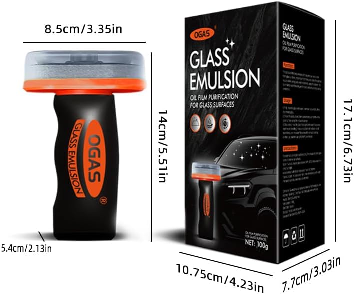 Glass Oil Film Remover for Car, Glass Compound with Cleaning Board, Oil Film Remover for Car Windshields and Windows,Removes oil film & Smudges, Improve Windshield Clarity for Safe Driving