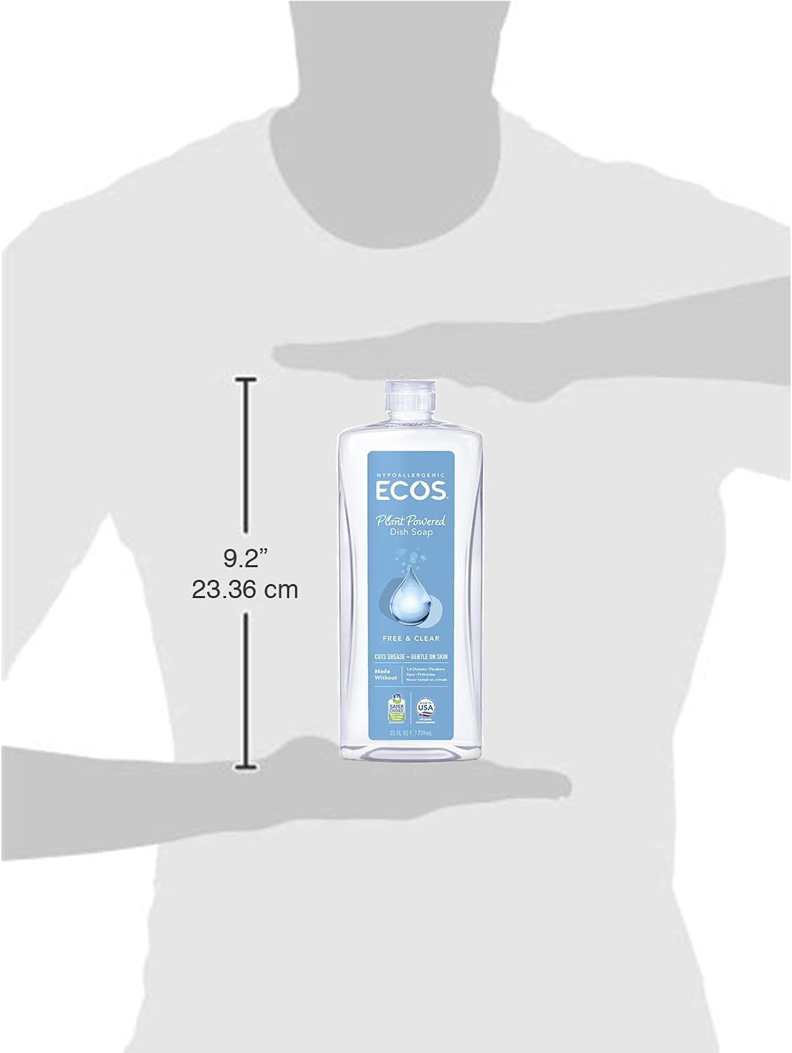 ECOS Dish Soap - Cuts Grease & Food Residue - No Harsh Chemicals - Hypoallergenic for Sensitive Skin - Biodegradable Formula, Recyclable Sustainable Liquid Dishwashing Soap - Natural Pear (Pack of 2)
