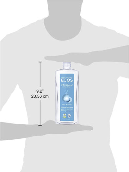ECOS Dish Soap - Cuts Grease & Food Residue - No Harsh Chemicals - Hypoallergenic for Sensitive Skin - Biodegradable Formula, Recyclable Sustainable Liquid Dishwashing Soap - Natural Pear (Pack of 2)