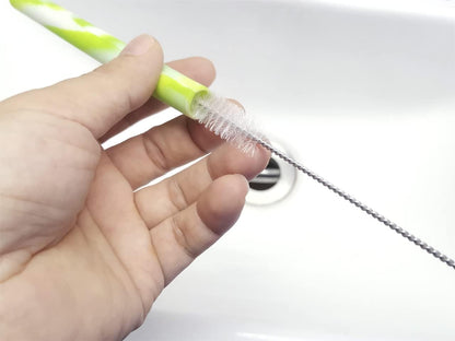 GFDesign Drinking Straw Cleaning Brushes Set Pipe Tube Cleaner Nylon Bristles Stainless Steel Handle 8" 10" 12" Extra Long 10mm 12mm Extra Wide Diameter - Set of 4