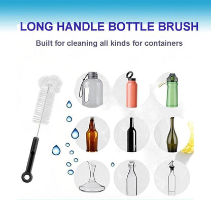 3 Pack Bottle Cleaning Brush Set -12 Inch Long Bottle Brush, Straw Cleaner, and Lid Brush, Suitable for Baby Bottles, Travel Mugs, Decanters, Narrow Neck Containers
