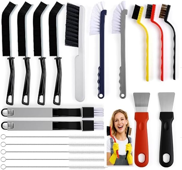 19 Pcs Cleaning Brush Kit with Crevice Brushes, Shower Cleaner Brush, Multifunctional Grout Scrubber for Bathroom, Kitchen, Window Tracks and Corners