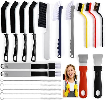 19 Pcs Cleaning Brush Kit with Crevice Brushes, Shower Cleaner Brush, Multifunctional Grout Scrubber for Bathroom, Kitchen, Window Tracks and Corners