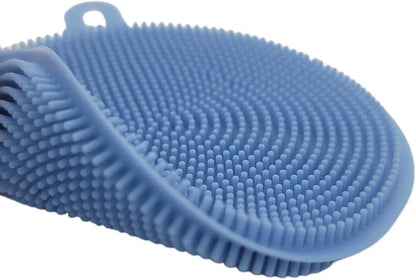 Handy Housewares 4" Round Silicone Dish Scrubbing Sponge/Vegetable Scrubber Brush (Pastel Blue, 1 Pack)
