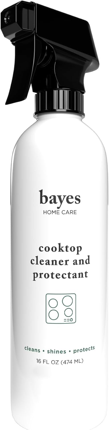 Bayes Cooktop Cleaner and Protectant for Daily Use - Cleans, Shines and Protects Ceramic Glass and Enamel Cooktops - For Fingerprints, Grease, Residue, and Smudges - 16 oz