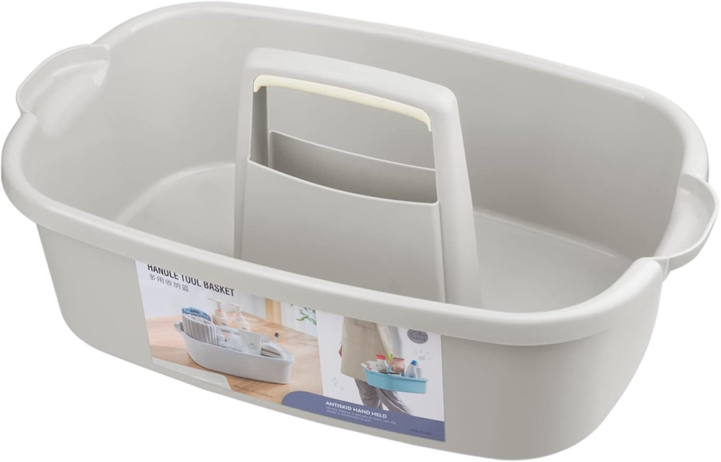 Large Cleaning Supplies Caddy Portable Shower Basket Supply Organizer with Handle Plastic Bucket Tool Storage for Bathroom, Bedroom, Kitchen, College Dorm, Garden, Dark Gray 2 Pack