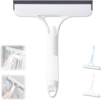 3 in 1 Window Cleaning Scraper, Cleaner Window Squeegee with Sprayer, Squeegee and Scrubber Spray Bottle Window Squeegee for Shower Glass, Mirrors, Car and Home,All-Purpose Window Cleaner Tool(White)