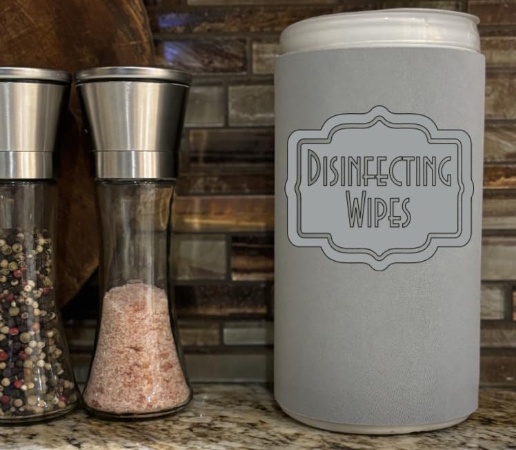 Disinfecting Wipes Cover with Silver Label Modern (Large, Black)