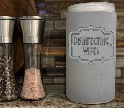 Disinfecting Wipes Cover with Silver Label Modern (Large, Black)