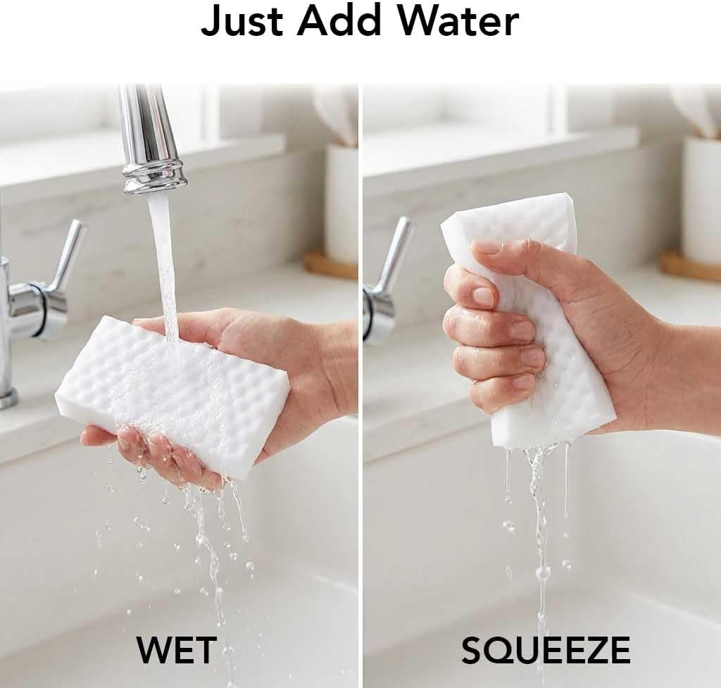 Heavy Duty Melamine Cleaning Sponge (2-Pack) – Multi-Surface Eraser Sponge, Breakable Power Blocks for Tough Stains, Grease & Scuffs, Kitchen, Bathroom, Walls & Deep Cleaning