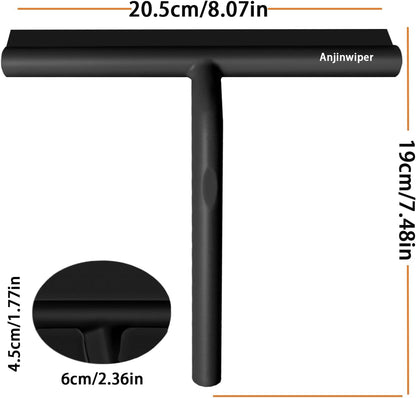 Silicone Shower Squeegee with Hook, Bathroom Squeegee for Shower Glass, Squeegee for Shower Doors, Mirror and Window, Shower Squeegee for Tile Shower Walls(10 inch, White & Gray)
