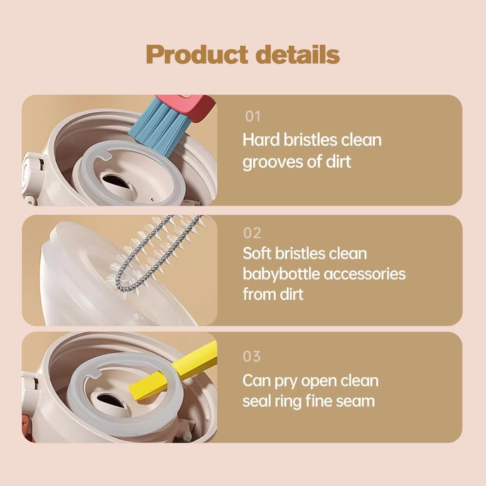 3PCS 3 in 1 Cup Lid Cleaning Brush and 2PCS Silicone Straw Cleaner Brush for Bottle, Multifunctional Crevice Portable Cup Lid Cleaning Brushes, Flexible Straws Cleaning Brush Set for Water Bottles