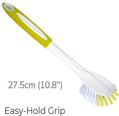 Dish Brush with Handle, Stiff Bristles Dish Scrubber for Pots, Pans & Sink Cleaning, 3 Pack