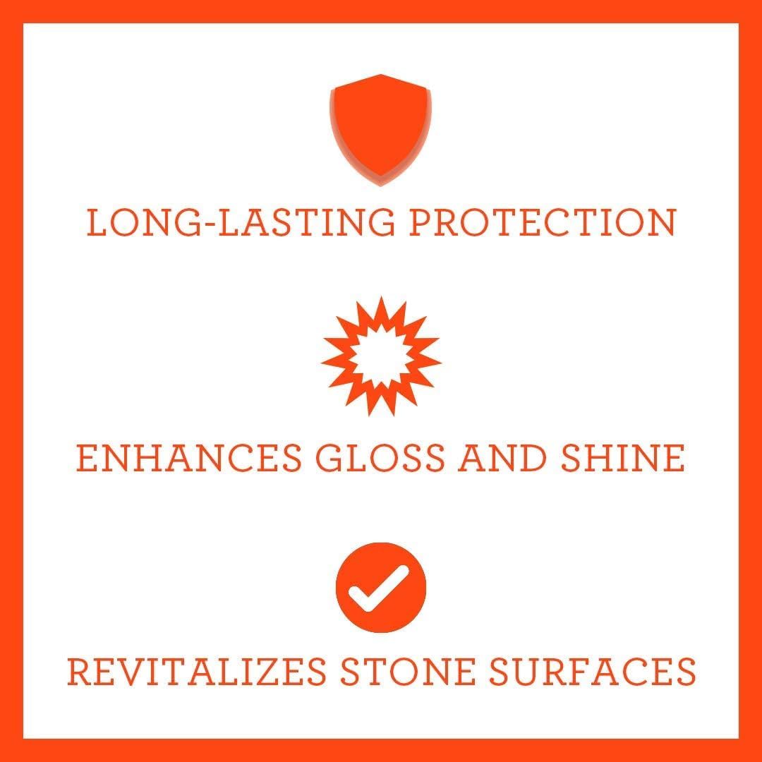 TriNova Granite Sealer & Protector – Best Stone Polish, Protectant & Care Product – Easy Maintenance for Clean Countertop Surface, Marble, Tile – No Streaks, Stains, Haze, or Spots - 18 fl oz