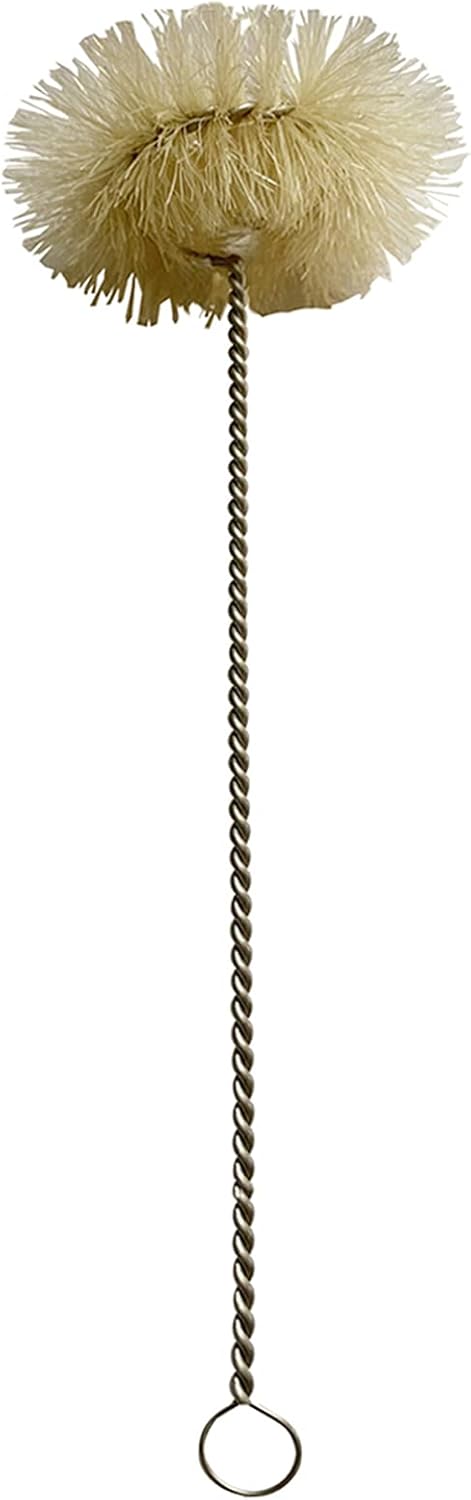 NewFerU Stainless Steel Soda Bottle Cleaning Brush Set in Natural Boar Bristle Wool Tip Long Handle, Flexible Bendable Thick Wire Cleaner for Narrow Neck Water Baby Bottles Straw Pipe Tube Flask (3)